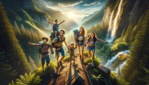 family embarking on a thrilling outdoor adventure together